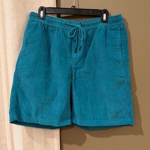 Union Bay Men's Teal Corduroy Comfort Drawstring Waist Shorts, Size Medium